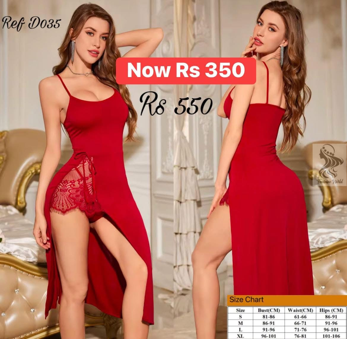 Long Red Side Slit Dress