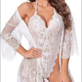 White Lace Bodysuit & Robe Set